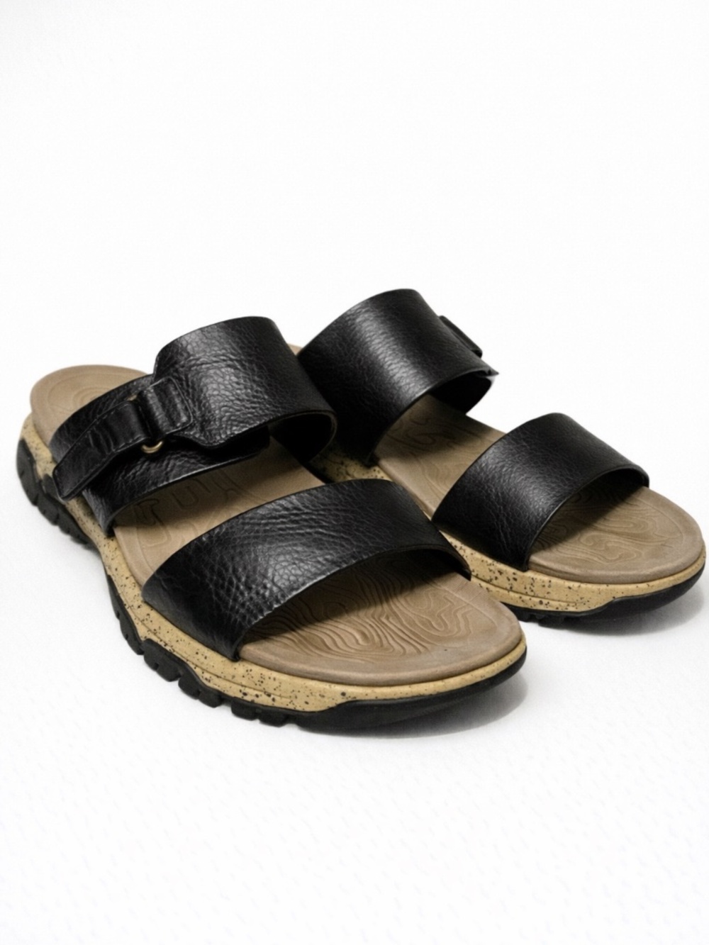 BIONICA Nisha Slide Sandal Black Leather Comfort Strap Size 9.5